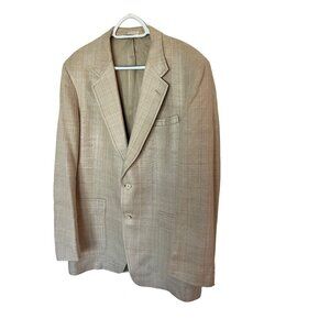 VINTAGE Christian Brooks Mens Pure Silk Beige Tan Blazer